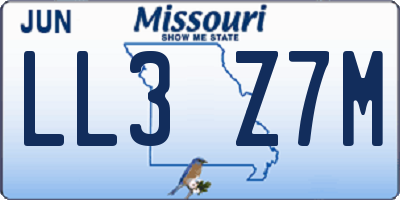 MO license plate LL3Z7M