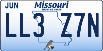 MO license plate LL3Z7N