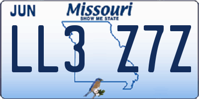 MO license plate LL3Z7Z