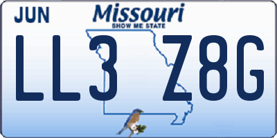 MO license plate LL3Z8G