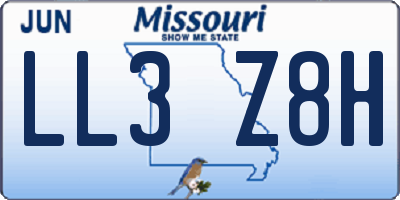 MO license plate LL3Z8H