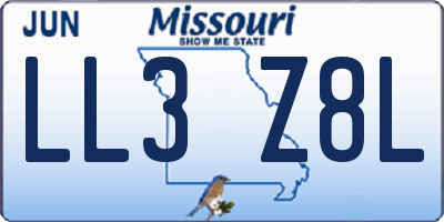 MO license plate LL3Z8L