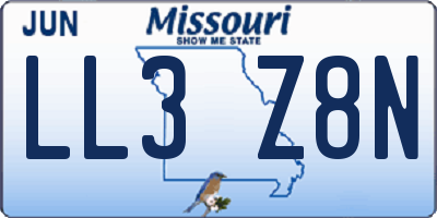 MO license plate LL3Z8N