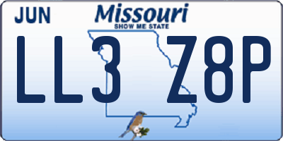 MO license plate LL3Z8P