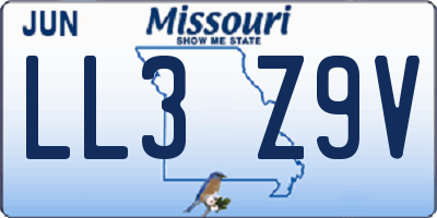 MO license plate LL3Z9V