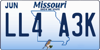 MO license plate LL4A3K
