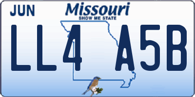 MO license plate LL4A5B