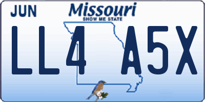 MO license plate LL4A5X