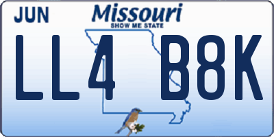 MO license plate LL4B8K