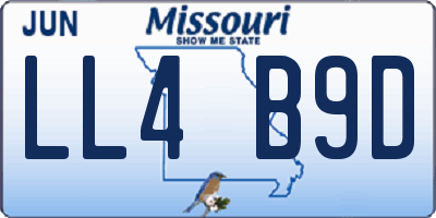 MO license plate LL4B9D