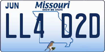 MO license plate LL4D2D