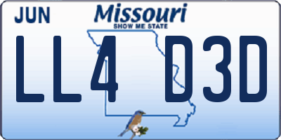MO license plate LL4D3D