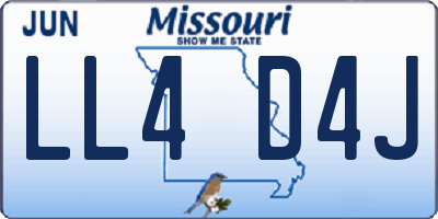 MO license plate LL4D4J