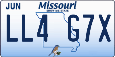 MO license plate LL4G7X