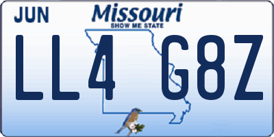 MO license plate LL4G8Z