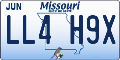 MO license plate LL4H9X