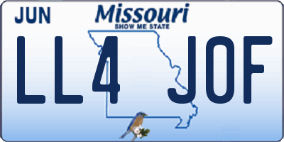 MO license plate LL4J0F