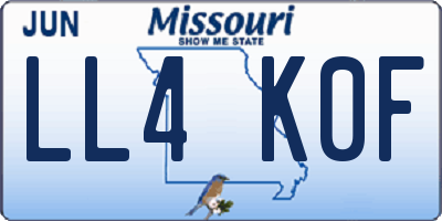 MO license plate LL4K0F