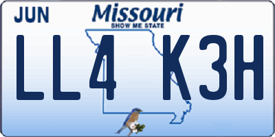 MO license plate LL4K3H