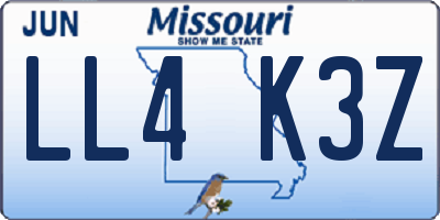 MO license plate LL4K3Z