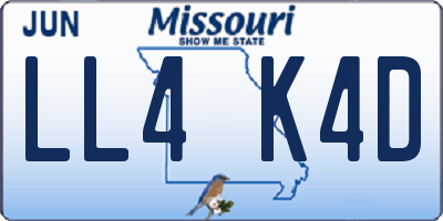 MO license plate LL4K4D