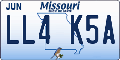 MO license plate LL4K5A