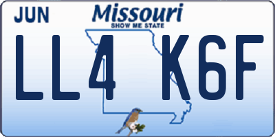 MO license plate LL4K6F