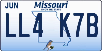 MO license plate LL4K7B