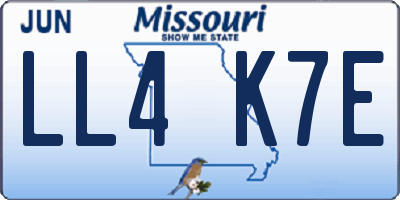 MO license plate LL4K7E