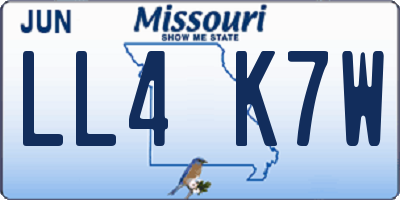MO license plate LL4K7W