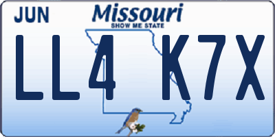 MO license plate LL4K7X
