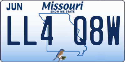 MO license plate LL4Q8W