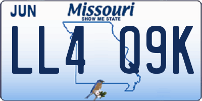 MO license plate LL4Q9K