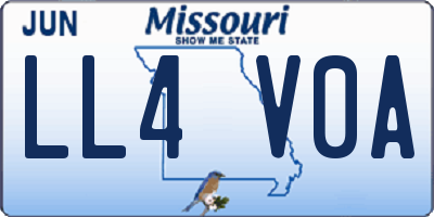 MO license plate LL4V0A