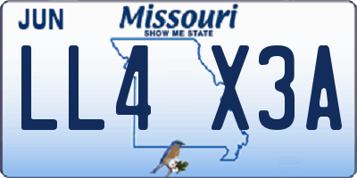 MO license plate LL4X3A