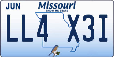 MO license plate LL4X3I