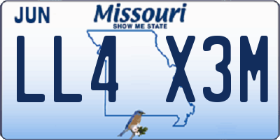 MO license plate LL4X3M