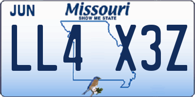 MO license plate LL4X3Z