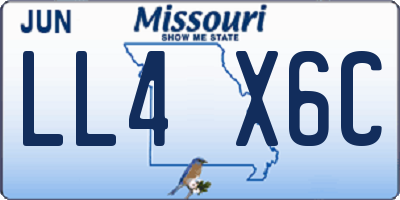 MO license plate LL4X6C