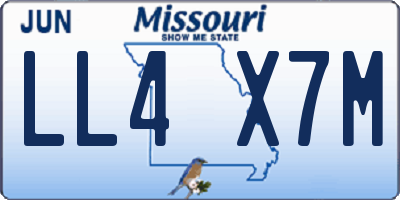 MO license plate LL4X7M