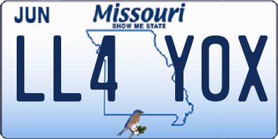 MO license plate LL4Y0X