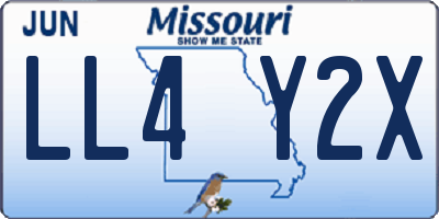 MO license plate LL4Y2X