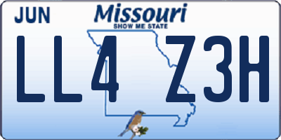 MO license plate LL4Z3H