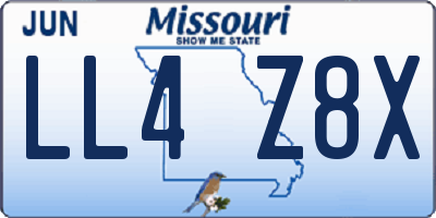 MO license plate LL4Z8X