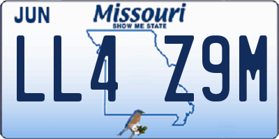 MO license plate LL4Z9M