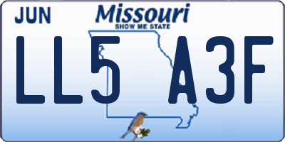 MO license plate LL5A3F