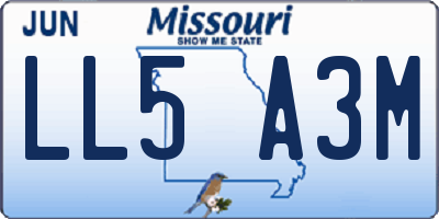 MO license plate LL5A3M