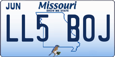 MO license plate LL5B0J