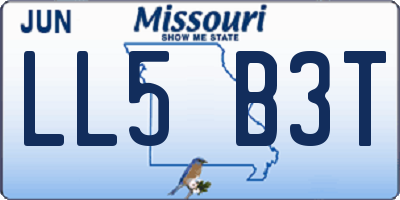 MO license plate LL5B3T