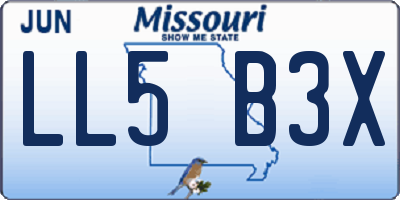 MO license plate LL5B3X